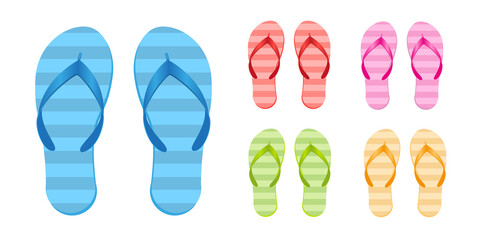 Vector set. Flip flops. Top view.