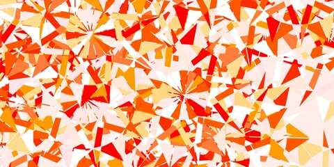 Light Red, Yellow vector texture with bright snowflakes.