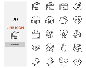set of charity icon, donate, help, volunteer