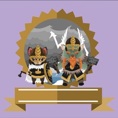 tribal wombat and tasmanian devil in tribal armours label