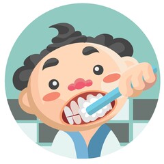 boy brushing his teeth