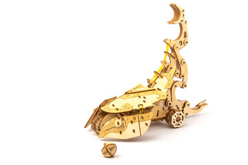 Children's wooden toys.The constructor is made of natural wood for children