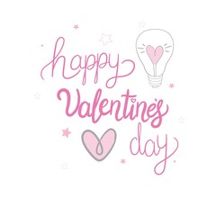 Fototapeta na wymiar Happy Valentine's Day lettering with hearts. Hand drawn romantic phrase. Modern brush calligraphy. Romantic hand drawn phrase. Vector illustration for love concept valentine or wedding.