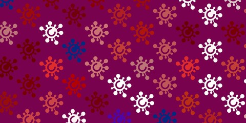 Light Blue, Red vector pattern with coronavirus elements.