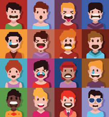 User avatars, avatars with empty faces and heads for social network ( Male and female faces 