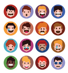 User avatars, avatars with empty faces and heads for social network ( Male and female faces 