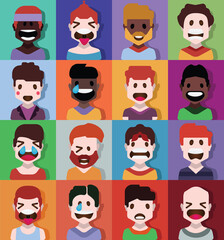 User avatars, avatars with empty faces and heads for social network ( Male and female faces 