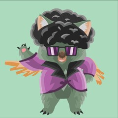 wombat in disco costume