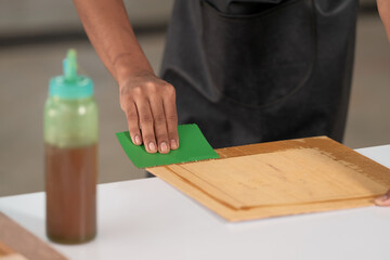 Process of gluing plank of plywood