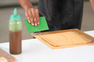 Process of gluing plank of plywood