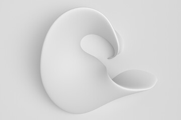 White light delicate abstract 3D background of a wave curving intertwining and writhing surface. 3D illustration on a white background with copy space