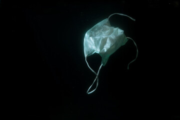 Used masks that are thrown into water and become a new environmental problem