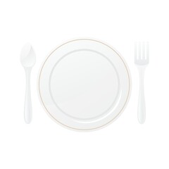spoon, fork and plate