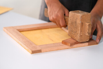Process of gluing plank of plywood