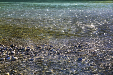 Soca River near Most na Soci town. Slovenia