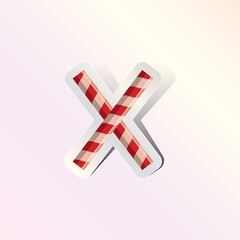 alphabet small letter x in candy cane design