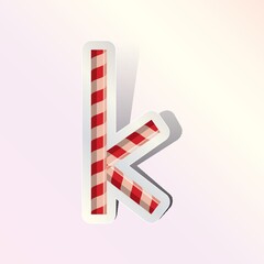 alphabet small letter k in candy cane design