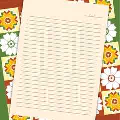 blank letter pad on floral background
