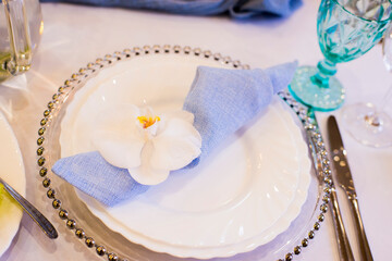 Festive table in blue tones
