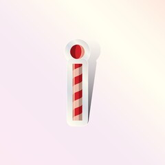 alphabet small letter i in candy cane design
