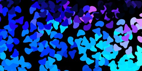 Dark pink, blue vector background with random forms.
