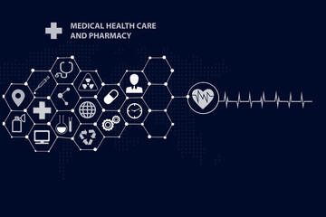 Medical technology and futuristic concept. Medical hologram modern virtual screen interface background.	