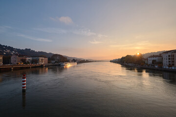 sunset in Vienne, Rhone river France
