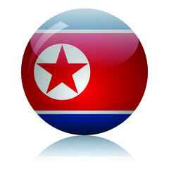 North Korean flag glass icon vector illustration