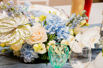 Festive floristry in blue colors
