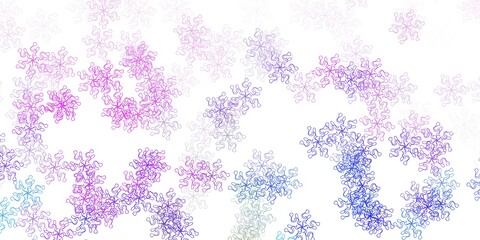 Light pink, blue vector doodle pattern with flowers.