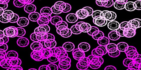 Dark Pink vector template with esoteric signs.