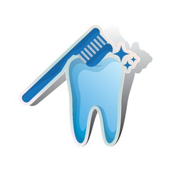 brushing tooth with toothbrush and toothpaste