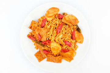 Tteokbokki Ramen on white background