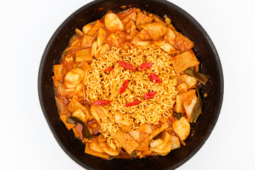Tteokbokki Ramen on white background