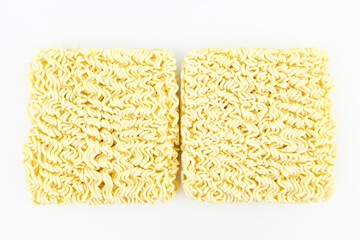 Fried noodles on a white background