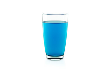 Glass of water and water in glass is blue isolated on white background with clipping path.