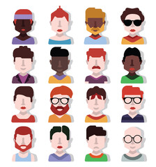 User avatars, avatars with faces and heads for social network ( Male and female faces )
