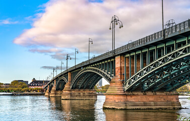 The Theodor Heuss Bridge over the Rhine River connecting Wiesbaden and Mainz in Germany