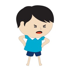 angry boy with hands on waist