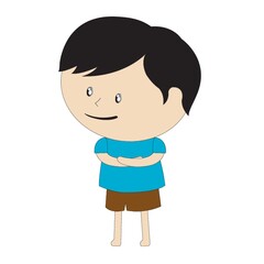 smiling boy with crossed arms