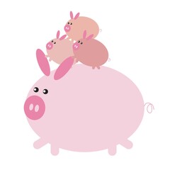piglets on pig cartoon