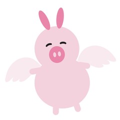 pig cartoon with wings