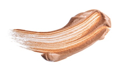 Smudged stain of a cream foundation isolated on white