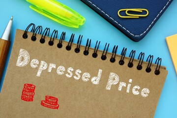 Business concept meaning Depressed Price with phrase on the sheet.