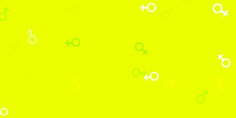 Light Green, Yellow vector texture with women's rights symbols.