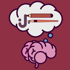 human brain with thought bubble