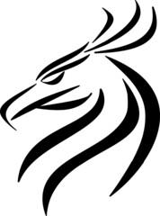 Eagle logo. Line eagle pattern on a white background. Digital doodle outline art. Print for fabrics, clothes, stationery, banners, cards, wrapping paper, decoration, coloring pages.