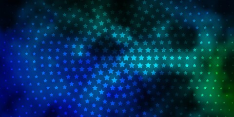 Dark Blue, Green vector layout with bright stars. Shining colorful illustration with small and big stars. Design for your business promotion.
