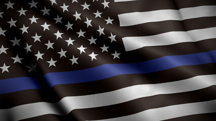An American flag symbolic of support for law enforcement,usa flag 3d rendering © Nueng