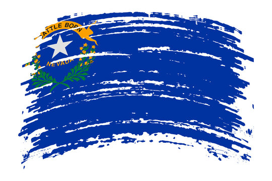 Nevada flag in grunge brush stroke, vector